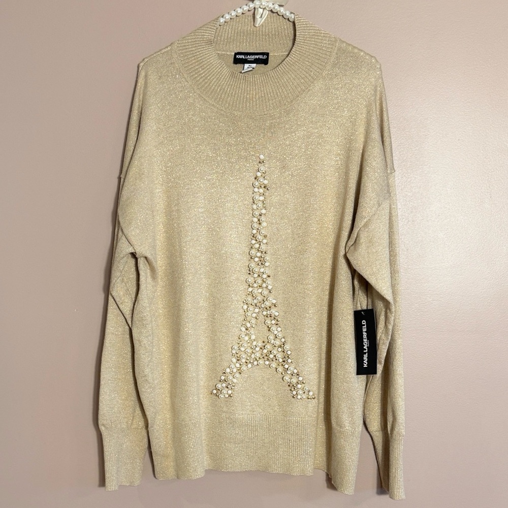 Karl Lagerfeld Embellished Eiffel Tower Sweater